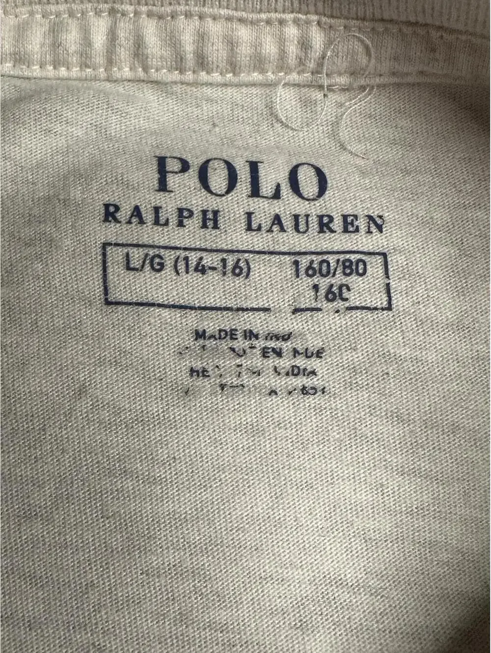 Polo Ralph Lauren cream cotton short sleeve V-neck t-shirt Youth L (14-16)